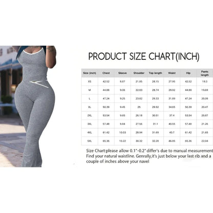 Womens Workout Sets 2 Piece Gym Yoga Outfits Crossover Flare Leggings Crop Tank Top with Contrast Trim